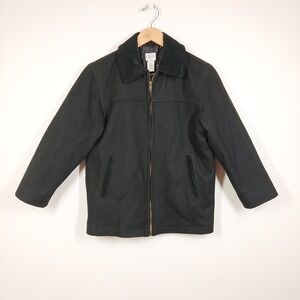 Talbots Kids Jacket Boys Size 8 Black Wool Classic Zip Up Outerwear Winter